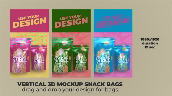 Videohive Vertical 3D Mockup Snack Bags