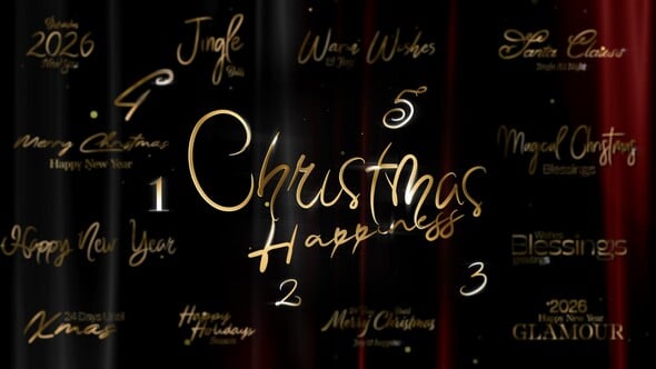 Videohive Christmas and New Year Typography Blessings, Golden Glamour Title Cards