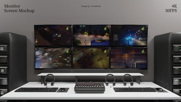 Videohive Control Room Monitor Screen Mockup