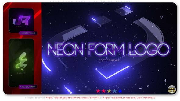 Videohive Neon Form Logo – 3D to 2D Reveal