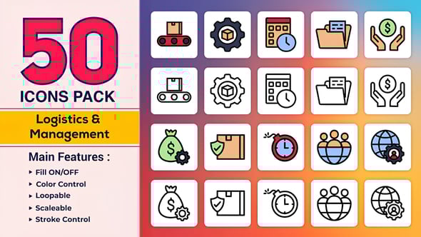 Videohive Dual Icons Pack Management and Logistics Icons