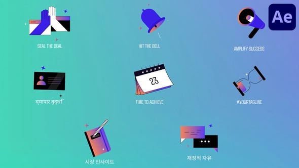 Videohive Business Relations Gradient Icons for After Effects