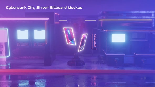 Videohive Cyberpunk City Street Billboard Mockup