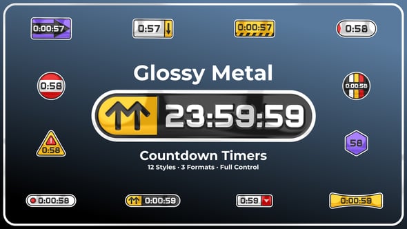 Videohive Glossy Metal Countdown Timers