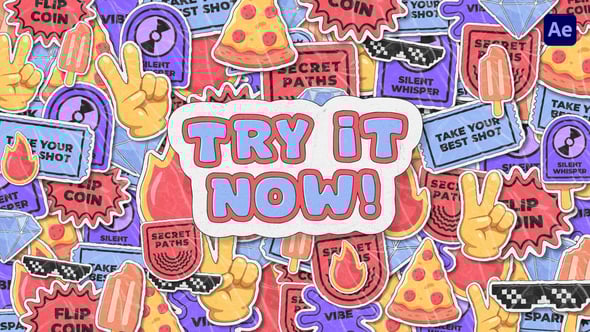 Videohive Cartoon Stickers Transitions