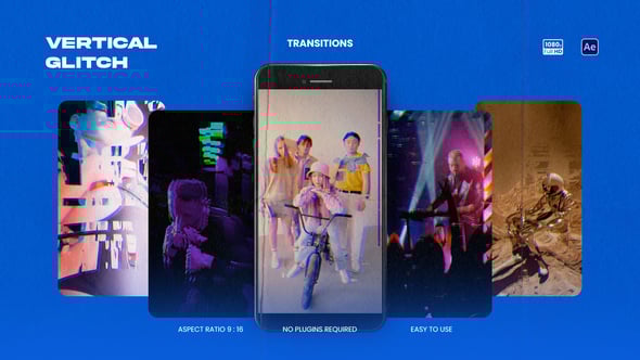 Videohive Vertical Glitch Transitions 58691510