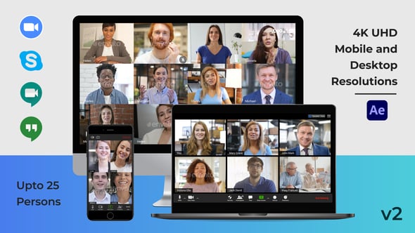 Videohive Video Conference Creator Pack – Zoom, Meet, Skype, Hangouts