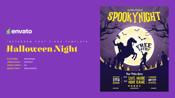 Videohive Halloween Instagram Post Portrait – Creative After Effects Video Template 60363753