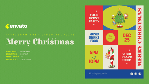 Videohive Christmas Instagram Post Portrait – Creative After Effects Video Template 61104763