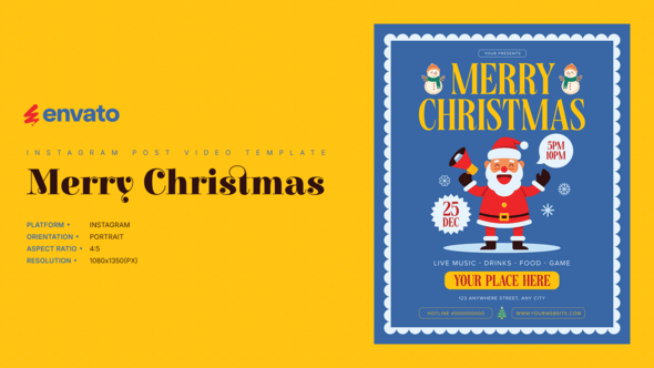 Videohive Christmas Instagram Post Portrait – Creative After Effects Video Template 61125852