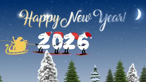 Videohive New Year Cartoon Skier 2026 | After Effects