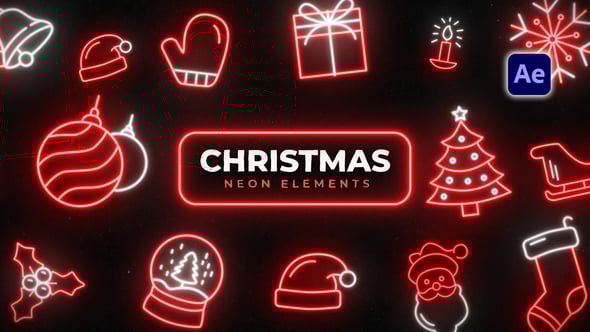 Videohive Christmas Neon Icons