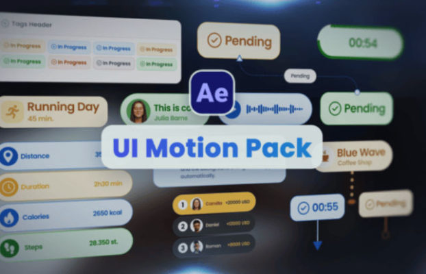 Videohive UI Motion Pack – Tags, Timers, Stats, Map Pointers, Messages, Nodes and Data Overlays