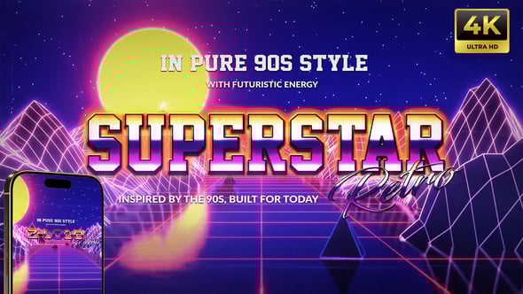 Videohive 90s Retro Neon Logo Futuristic Vertical And Horizontal Logo Reveal