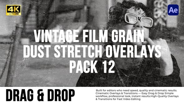 Videohive Vintage Film Grain Dust & Stretch Overlays FX Pack AE