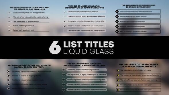 Videohive Liquid Glass List Titles