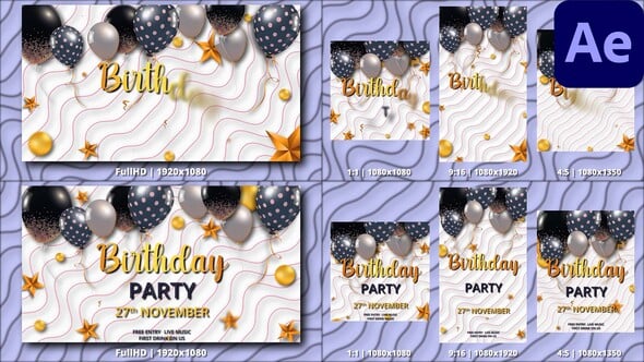 Videohive Happy Birthday 4 in 1