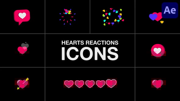 Videohive Hearts Reactions Icons for After Effects