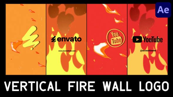 Videohive Vertical Fire Wall Logo | After Effects