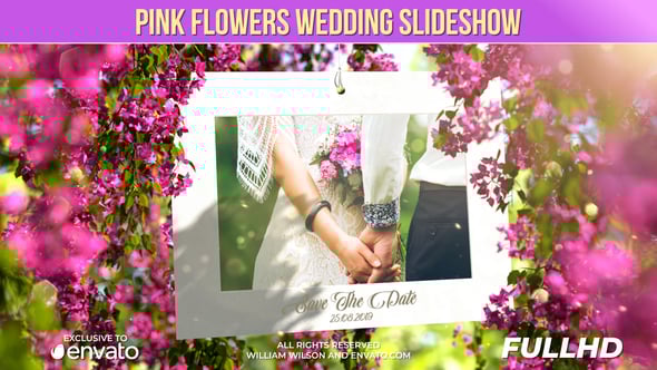 Videohive Pink Flowers Wedding Slideshow 24535054