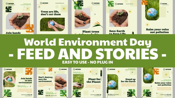 Videohive World Environment Day Feed and Stories Instagram 58041370