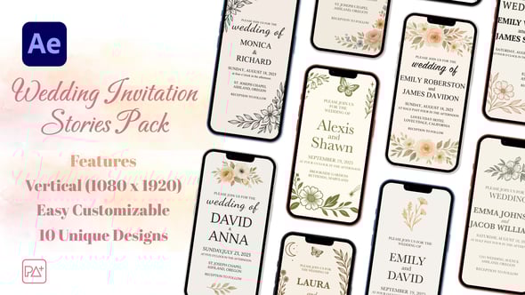 Videohive Wedding Invitation Stories Pack For After Effects