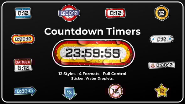 Videohive Sticker Countdown Timers – Water Droplets