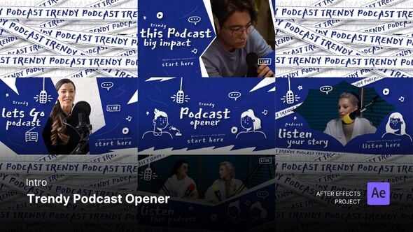 Videohive Intro – Trendy Podcast Opener After Effects Template