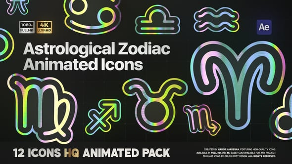 Videohive Astrological Zodiac Sticker Icons Pack