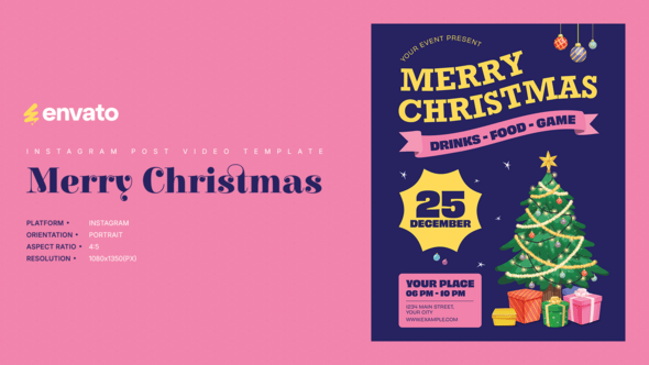 Videohive Christmas Instagram Post Portrait – Creative After Effects Video Template 61225750