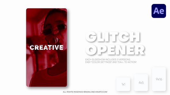 Videohive Vertical Glitch Opener – Reels, Post, Shorts