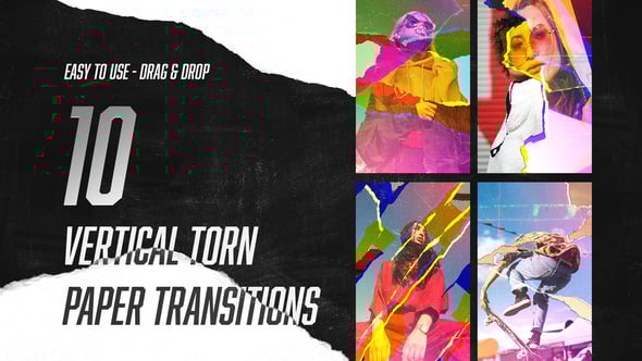 Videohive Vertical Torn Paper Transitions