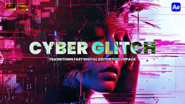 Videohive Cyber Glitch Transitions – Fast Digital Distortion FX Pack