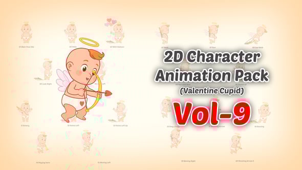 Videohive Valentine Cupid 2D character Animation Pack Vol 9