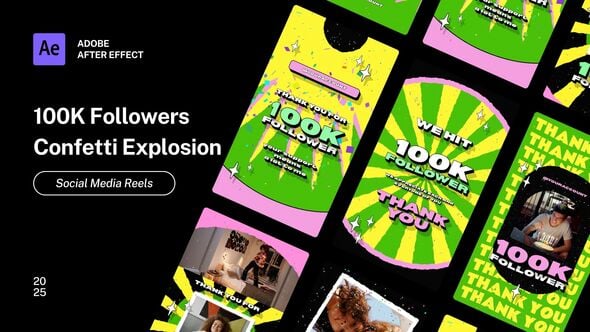 Videohive Reels – 100k Followers Confetti Explosion