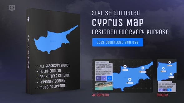 Videohive Cyprus Map – Republic of Cyprus Map Kit