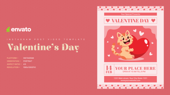 Videohive Valentine Day Instagram Post Portrait – Creative After Effects Video Template 61545442