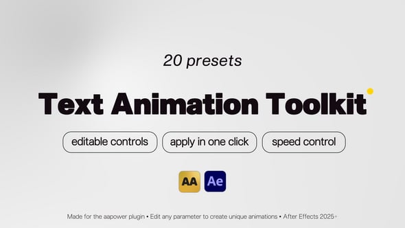 Videohive Text Animation Toolkit: 20 Trendy Text Presets & Editable Controls for After Effects