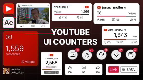 Videohive YouTube Number Counters & UI Elements