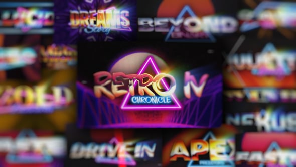 Videohive – 80s Retro Synthwave Neon Text Openers Pack 250 Cyberpunk VHS Nostalgia Title Animation Effects