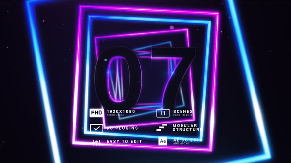 Videohive – Neon Shape&Lines Constructor Countdown