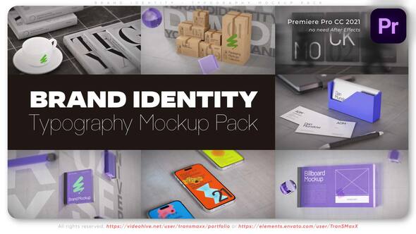VideoHive Brand Identity – Typography Mockup Pack for Adobe Premiere Pro