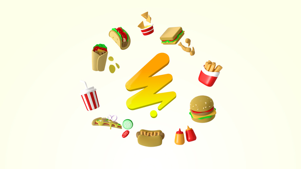VideoHive Fast Food 3D Logo I MOGRT