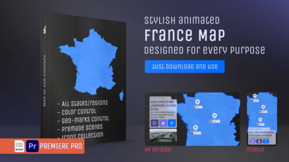 VideoHive France Map – French Republic (France) MOGRT Kit