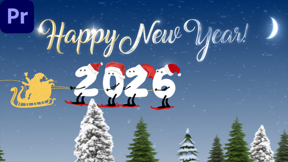 VideoHive New Year Cartoon Skier 2026 | MOGRT
