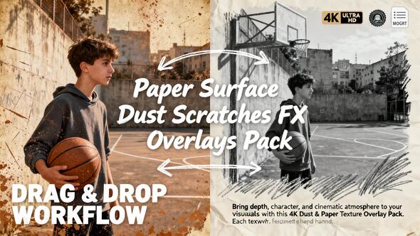 VideoHive Paper Surface Dust & Scratches FX Overlays Pack MOGRT
