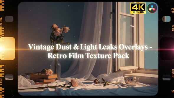 VideoHive Vintage Dust & Light Leaks Overlays – Retro Film Texture Pack For DR