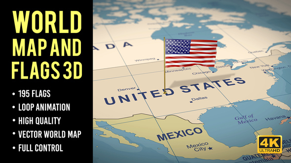 VideoHive World Map and Flags 4K I MOGRT
