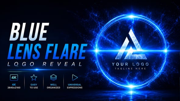 Videohive – Blue Lens Flare Logo Reveal