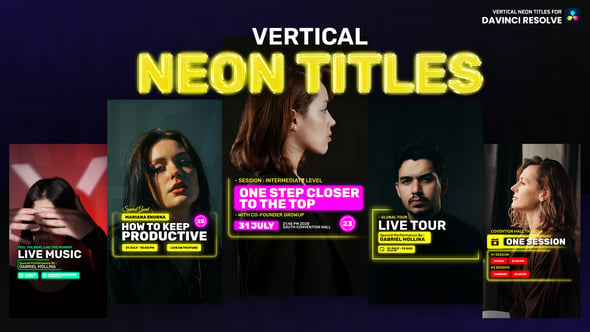 Videohive – Vertical Neon Titles Davinci Resolve